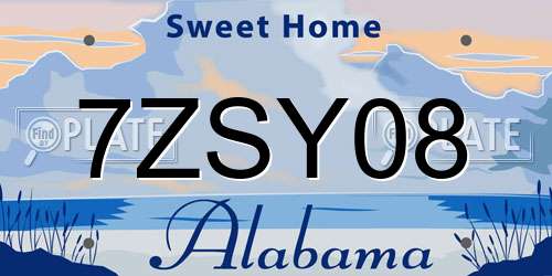 7ZSY08 Alabama License Plate