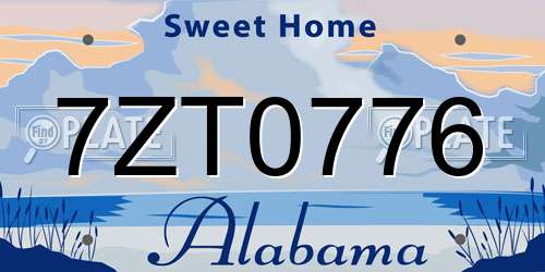7ZT0776 Alabama License Plate