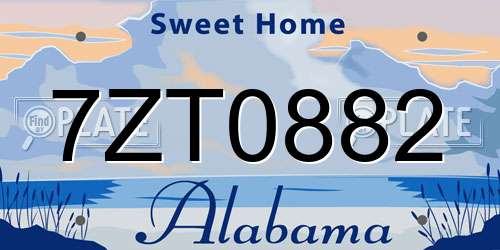 7ZT0882 Alabama License Plate