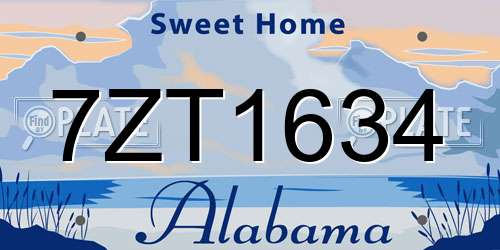 7ZT1634 Alabama License Plate