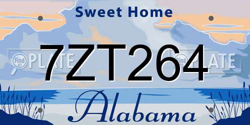7ZT264 Alabama License Plate