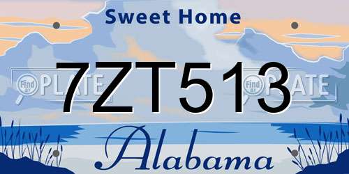 7ZT513 Alabama License Plate