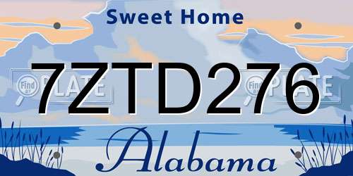 7ZTD276 Alabama License Plate