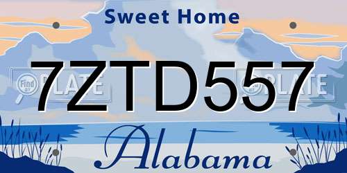 7ZTD557 Alabama License Plate