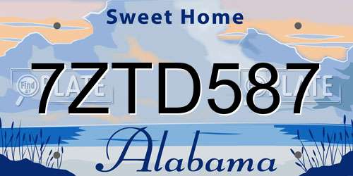7ZTD587 Alabama License Plate