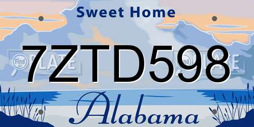 7ZTD598 Alabama License Plate