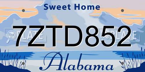 7ZTD852 Alabama License Plate