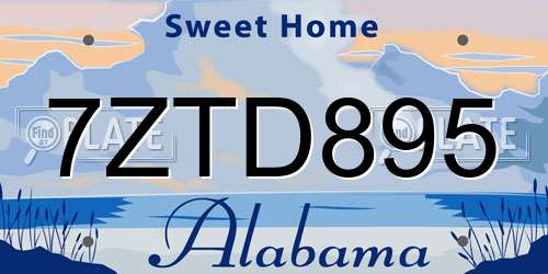 7ZTD895 Alabama License Plate
