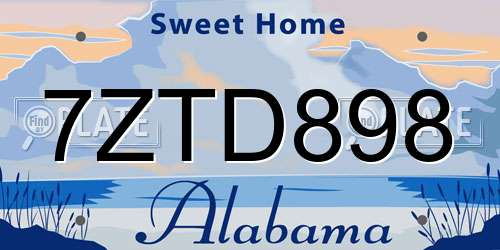 7ZTD898 Alabama License Plate