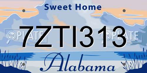 7ZTI313 Alabama License Plate