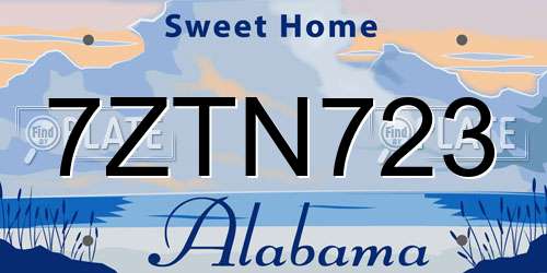 7ZTN723 Alabama License Plate