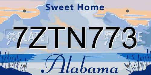 7ZTN773 Alabama License Plate