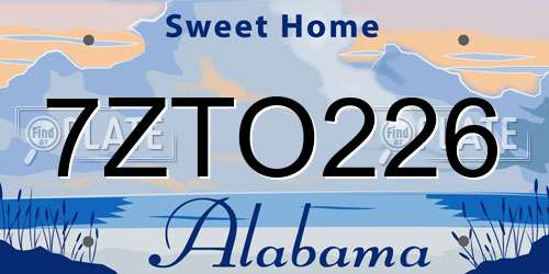 7ZTO226 Alabama License Plate