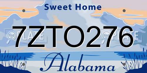 7ZTO276 Alabama License Plate