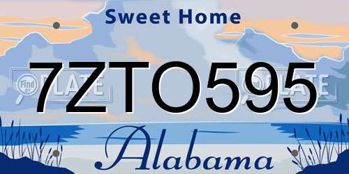 7ZTO595 Alabama License Plate