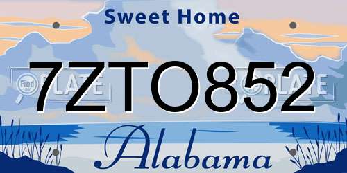 7ZTO852 Alabama License Plate