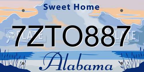 7ZTO887 Alabama License Plate