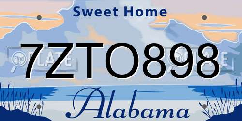 7ZTO898 Alabama License Plate