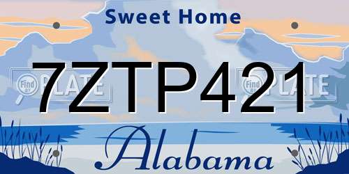 7ZTP421 Alabama License Plate