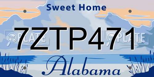 7ZTP471 Alabama License Plate