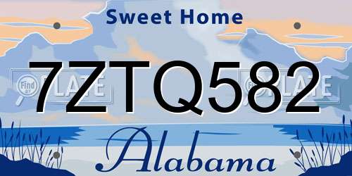 7ZTQ582 Alabama License Plate