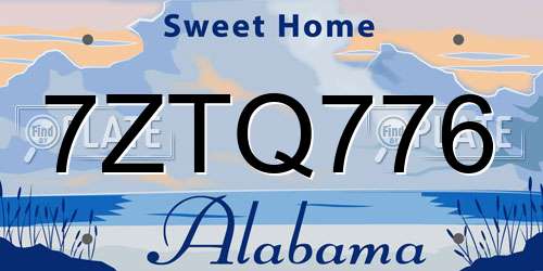 7ZTQ776 Alabama License Plate
