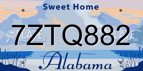 7ZTQ882 Alabama License Plate