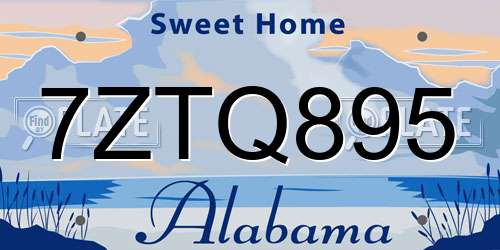 7ZTQ895 Alabama License Plate