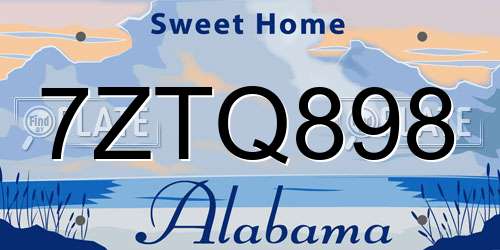 7ZTQ898 Alabama License Plate
