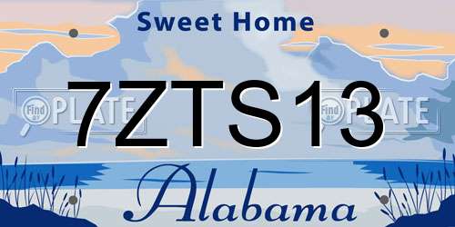 7ZTS13 Alabama License Plate