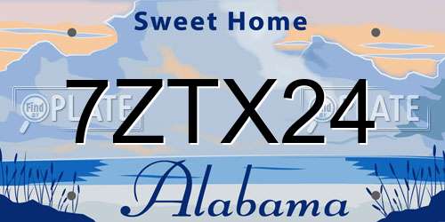 7ZTX24 Alabama License Plate