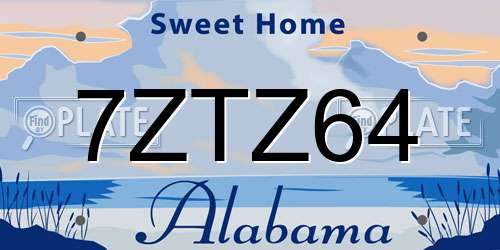 7ZTZ64 Alabama License Plate