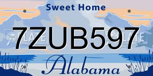 7ZUB597 Alabama License Plate