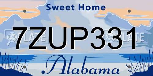 7ZUP331 Alabama License Plate