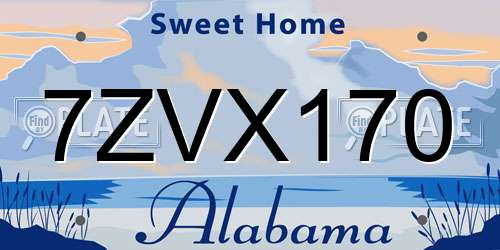 7ZVX170 Alabama License Plate