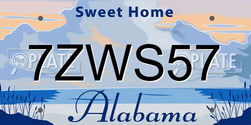 7ZWS57 Alabama License Plate