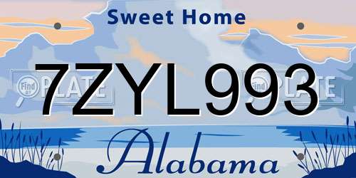 7ZYL993 Alabama License Plate