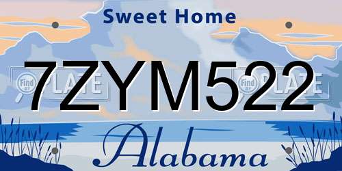 7ZYM522 Alabama License Plate