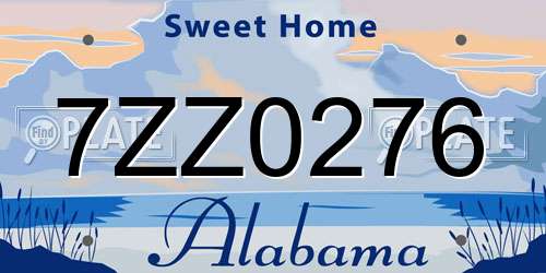 7ZZ0276 Alabama License Plate