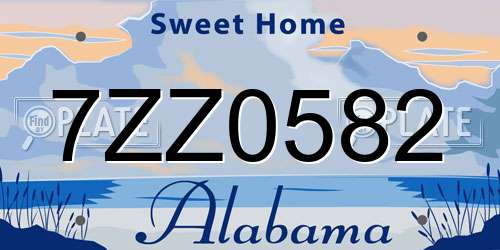 7ZZ0582 Alabama License Plate
