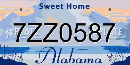 7ZZ0587 Alabama License Plate