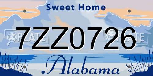 7ZZ0726 Alabama License Plate