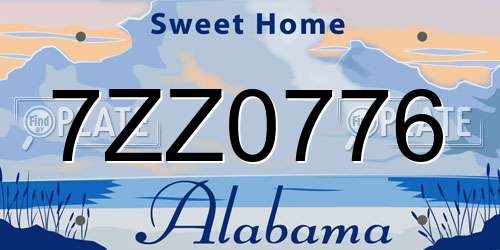 7ZZ0776 Alabama License Plate