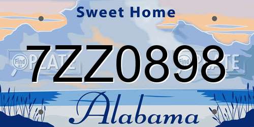 7ZZ0898 Alabama License Plate