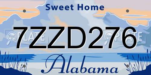 7ZZD276 Alabama License Plate