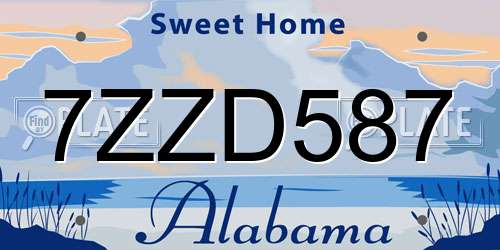 7ZZD587 Alabama License Plate