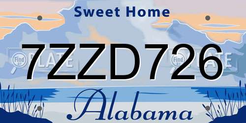 7ZZD726 Alabama License Plate
