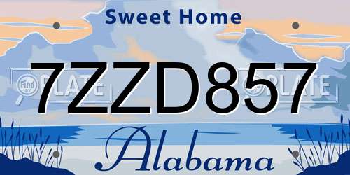 7ZZD857 Alabama License Plate