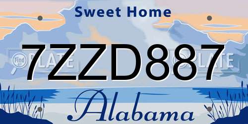 7ZZD887 Alabama License Plate