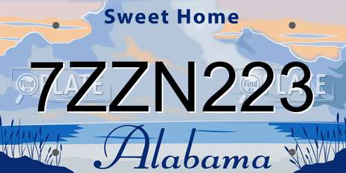 7ZZN223 Alabama License Plate